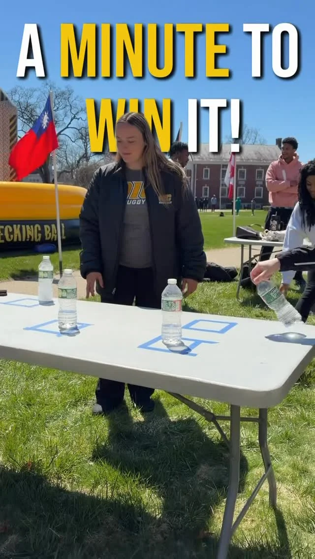 Minute to Win It games on the AIC campus lawn, Instagram Reel for @aiconcampus