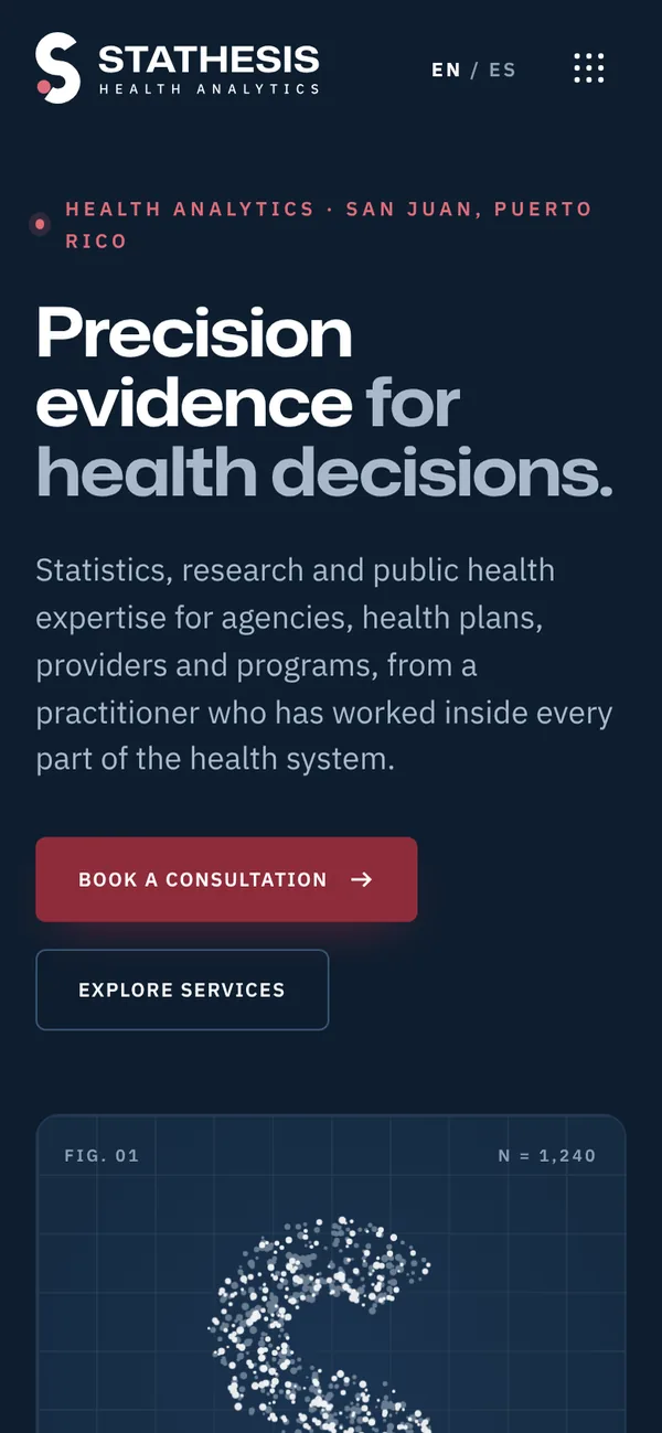 Full page of stathesis.com on a phone